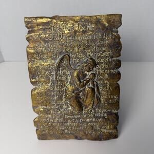 23rd Psalm Praying Angel Wall Plaque Gold Religious Christian Decor